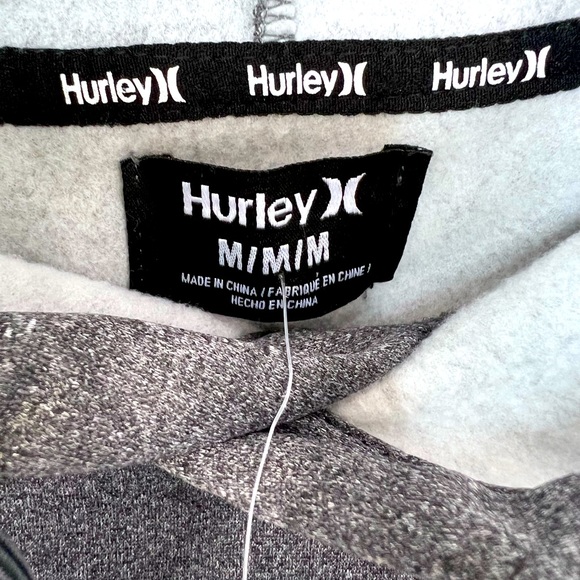 HURLEY POLY FLEECE PULLOVER WITH HOODIE, SIZE MEDIUM, CHARCOAL, WITH 2 POCKETS - Picture 8 of 14